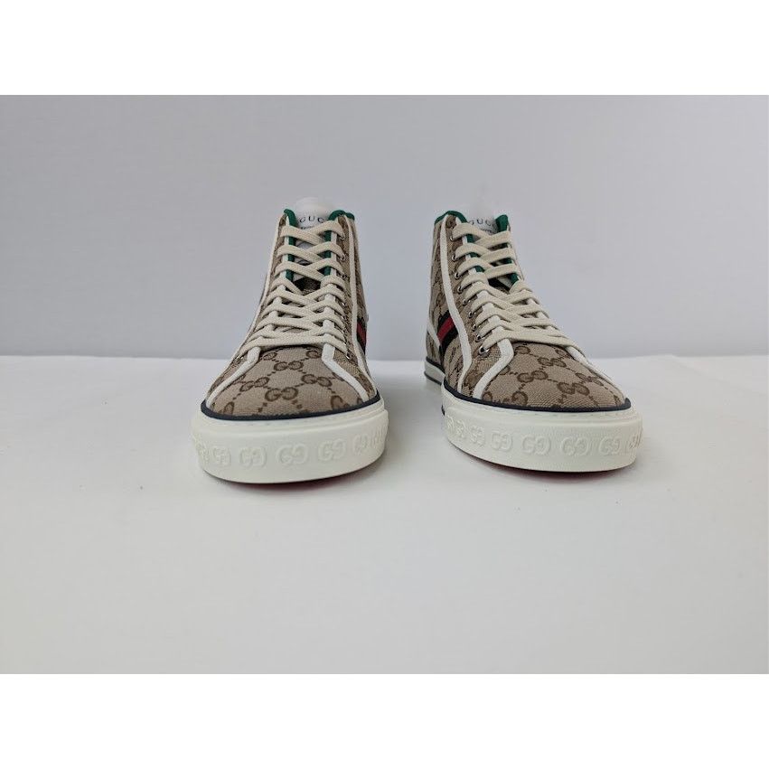 Gucci o1rshd1 Tennis 1977 Canvas High-Top Sneakers in Beige Ebony Size US 11 / EU 44 - 10 Thumbnail