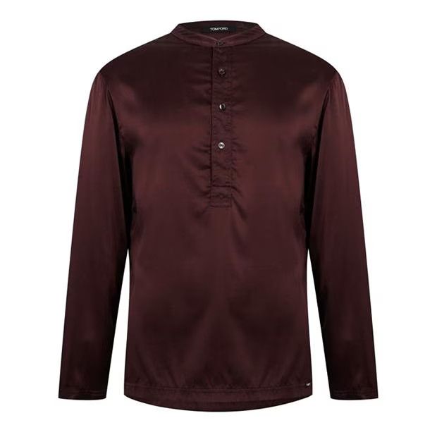 o1g2r1mq0724 Silk Henley Shirts in Maroon