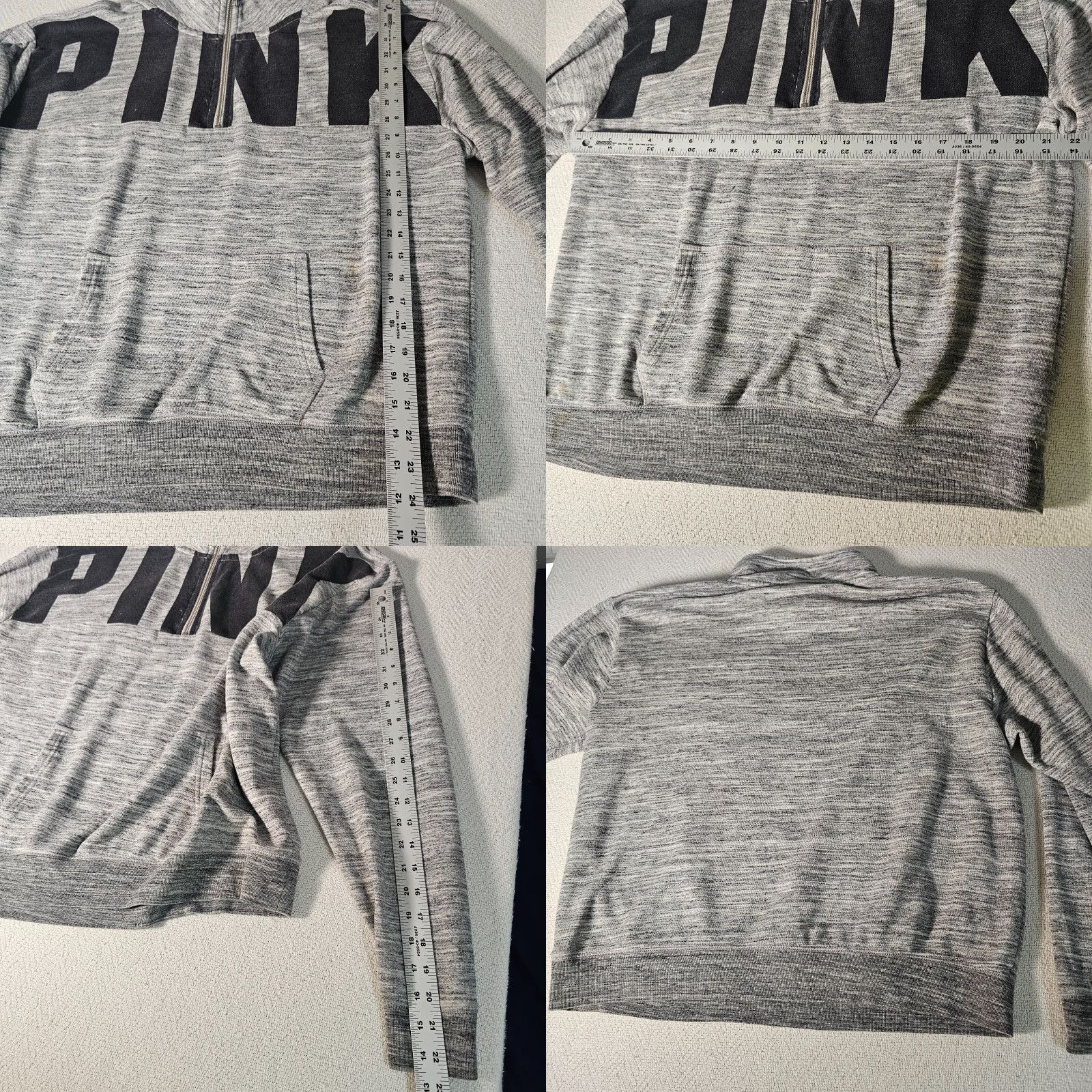 Victoria's Secret Victoria's Secret PINK Sweatshirt Half Zip Mockneck Logo Marl Size L Womens Gray Size L / US 10 / IT 46 - 8 Thumbnail
