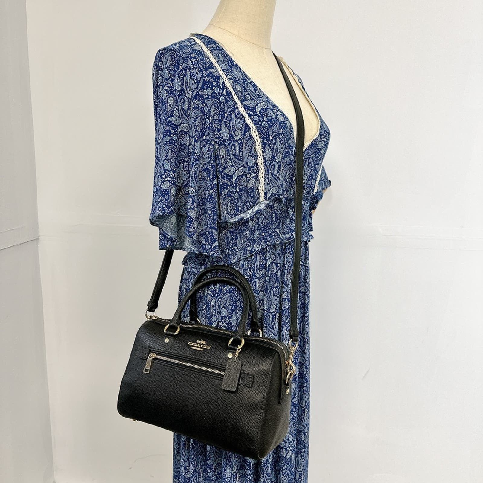 image of Coach F79946 Rowan Satchel In Black, Women's