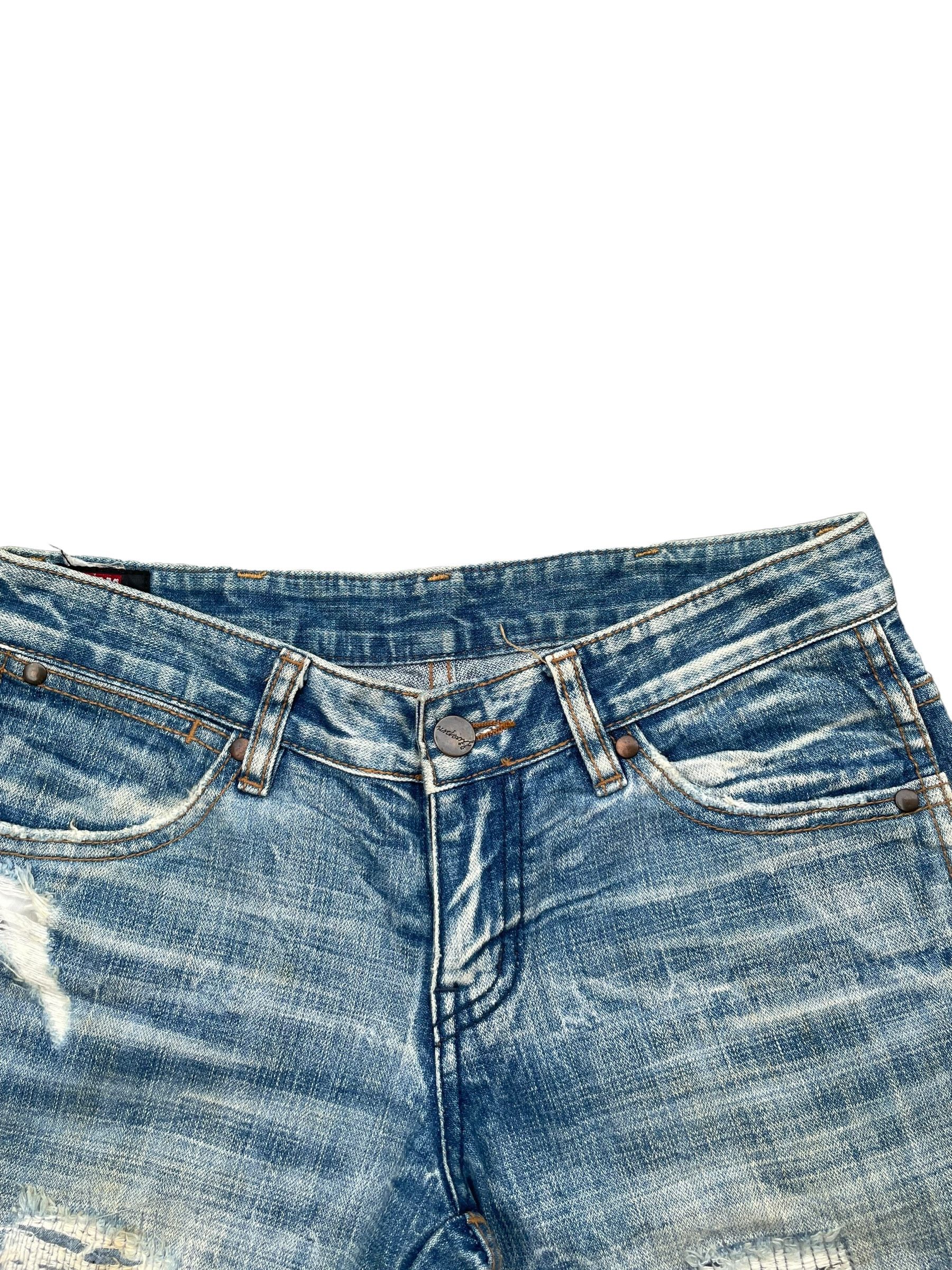 Japanese Brand Flare 5pm Distresed Denim Size 29" - 3 Thumbnail