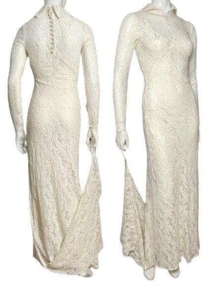 image of 1930S Wedding Bridal Antique Lace Gown Dress in White, Women's (Size XS)