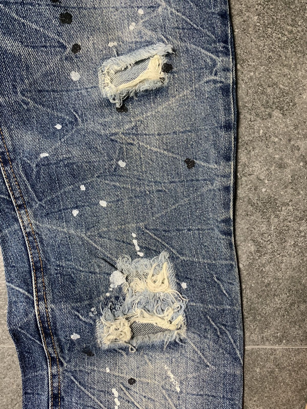 Japanese Brand 2000s Lowbox Honeycomb Splatted Bootcut Jeans Size US 29 - 9 Thumbnail