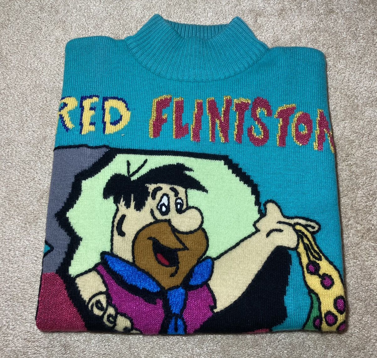 Japanese Brand AW91 Ficce Yoshiyuki Konishi Fred Flintstone Knit Sweat Uomo Size US M / EU 48-50 / 2 - 1 Thumbnail
