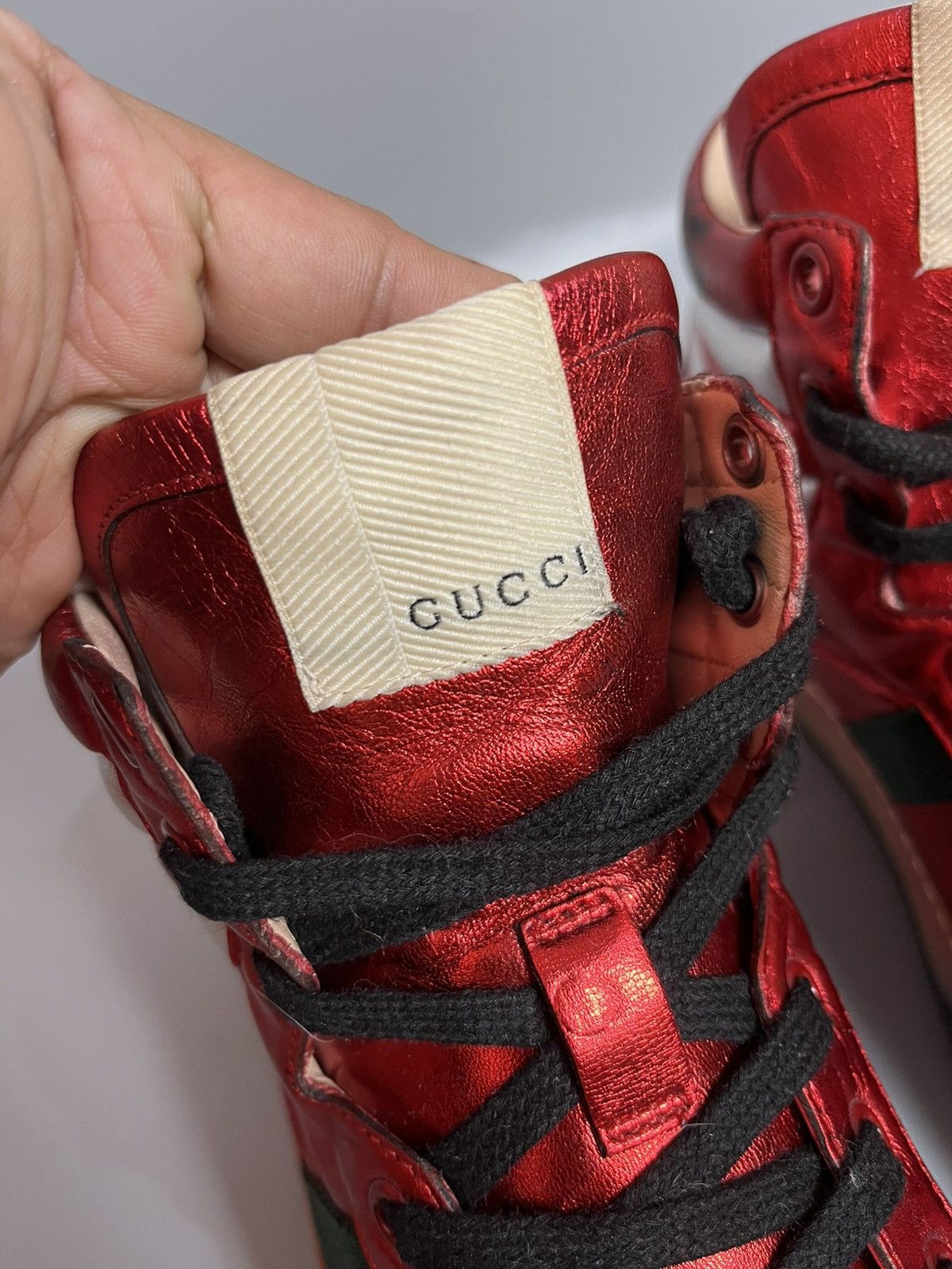 Gucci Gucci metallic web high top sneaker Size US 7 / EU 40 - 6 Thumbnail