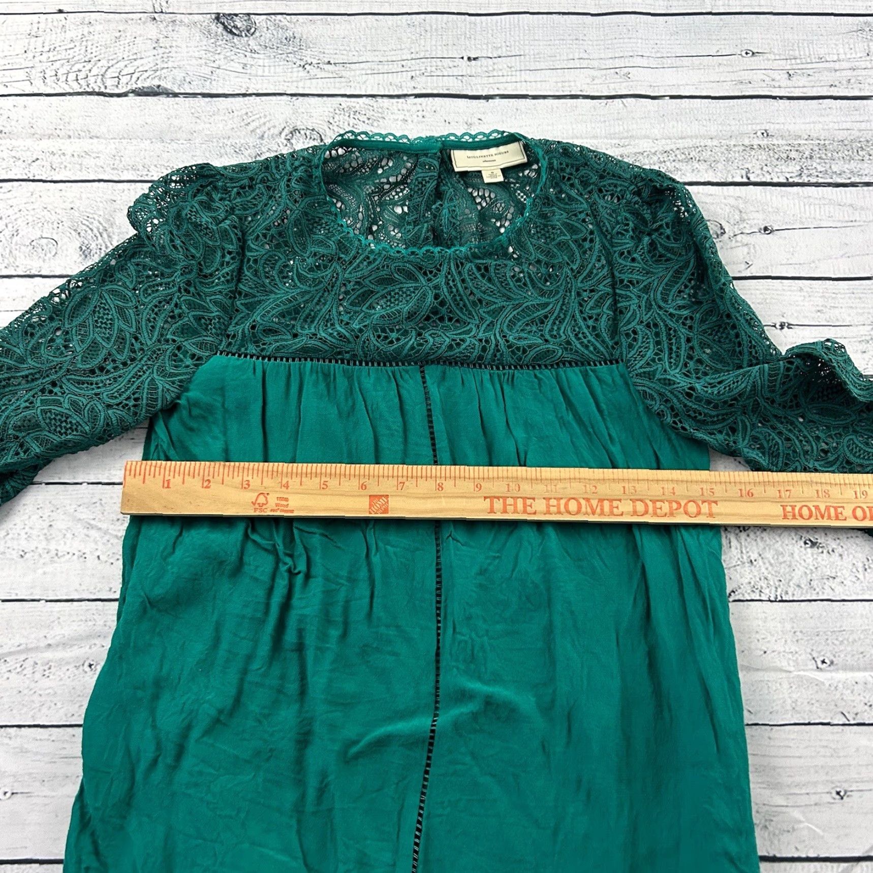 Soeur Moulinette Soeurs 3/4 Sleeve Lace Top Women's 0 Green Shirt Adult Womens Size 0 Green Lace Button-Up Size XS / US 0-2 / IT 36-38 - 4 Thumbnail