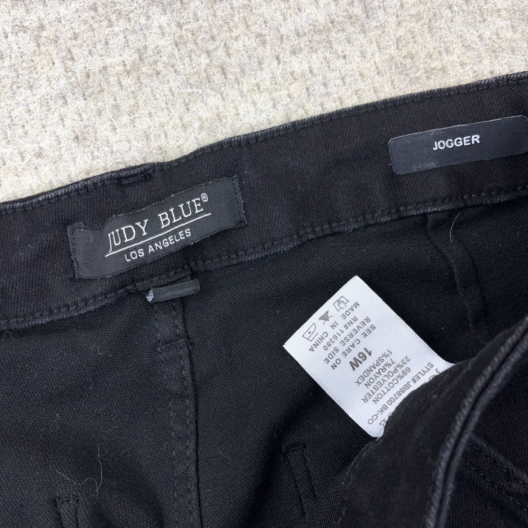 Denime Judy Blue Jeans Women 16W Black Denim Jogger Pants Drawstring Garment Dyed Pant Size 38" / US 16 / IT 52 - 3 Thumbnail