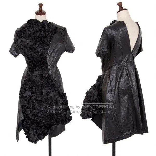 Comme des Garcons Comme des Garcons Black Retro Floral Leather Dress Size S / US 4 / IT 40 - 2 Thumbnail
