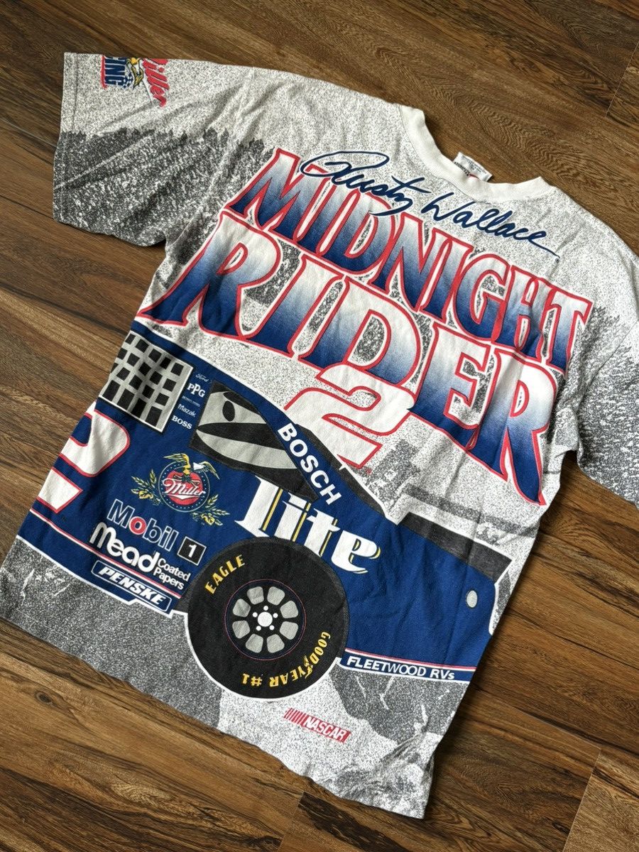 Chase Authentics Vintage 1996 Rusty Wallace Midnight Rider Nascar T-shirt Size US XL / EU 56 / 4 - 7 Thumbnail
