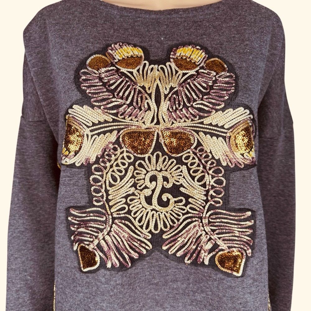 Custo Barcelona Custo Barcelona Embroidered French Terry Brown Sweatshirt S Size L / US 10 / IT 46 - 2 Thumbnail