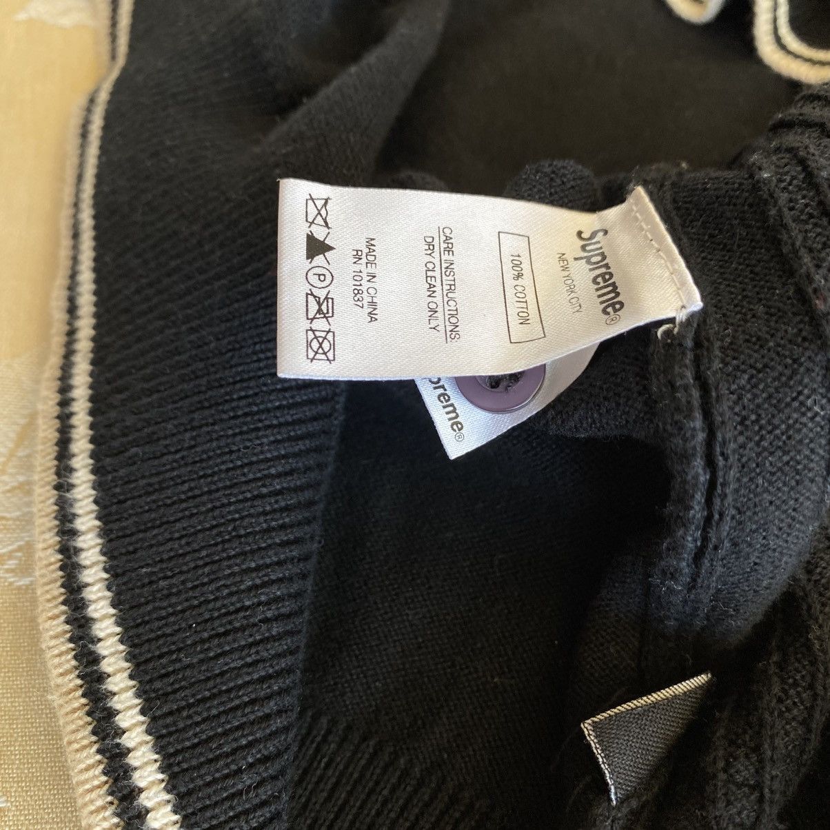 Supreme Supreme Stripe Rib Long Sleeve Knit Polo Black 2019 Size US M / EU 48-50 / 2 - 6 Thumbnail