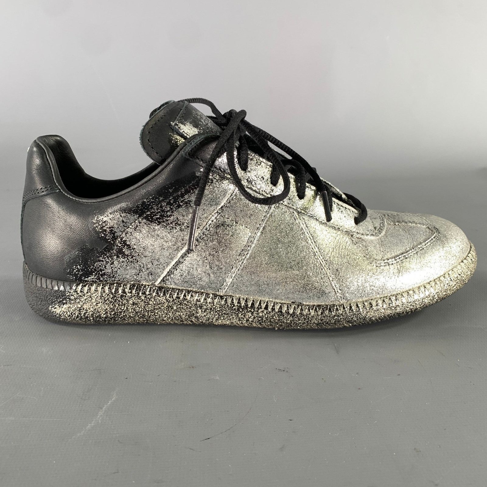 Maison Margiela MAISON MARGIELA Size 8 Silver Black Glitter Lace Up Sneakers Size US 8 / IT 38 - 2 Thumbnail