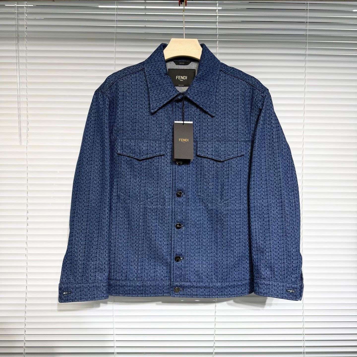 Fendi Fendi Blue Denim Jacket Logo Print Size US S / EU 44-46 / 1 - 1 Thumbnail