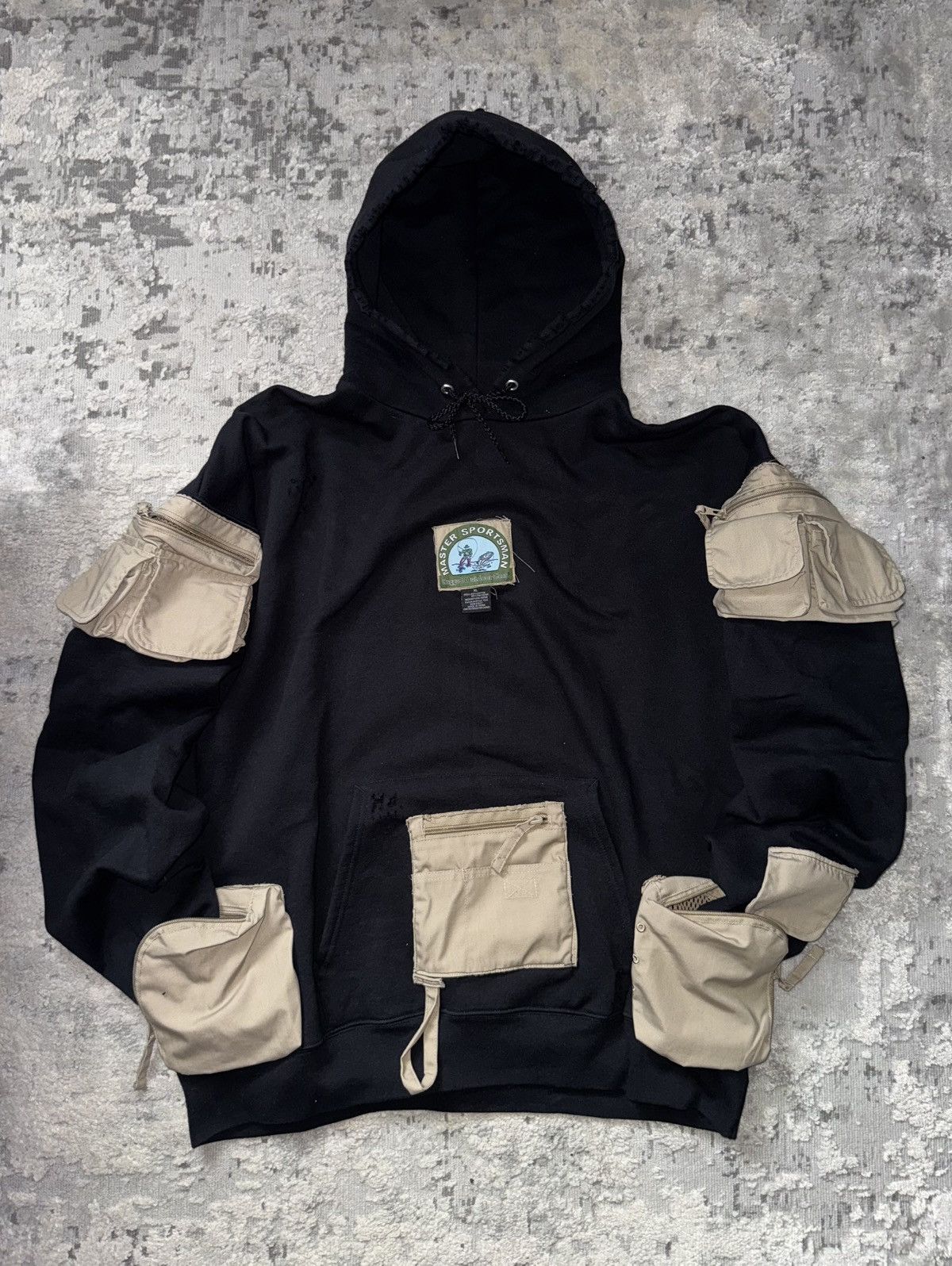 Custom Hanes x MasterSportsman MultiPocket distressed hoodie