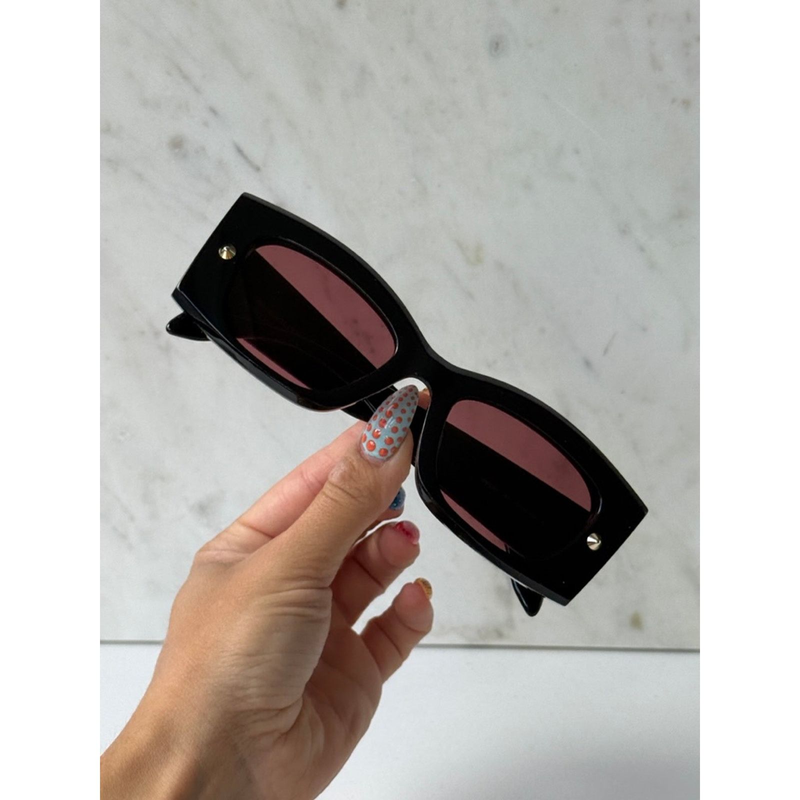 Alexander McQueen NEW Alexander McQueen AM0426S Black Pink Lens Sunglasses Size ONE SIZE - 8 Thumbnail