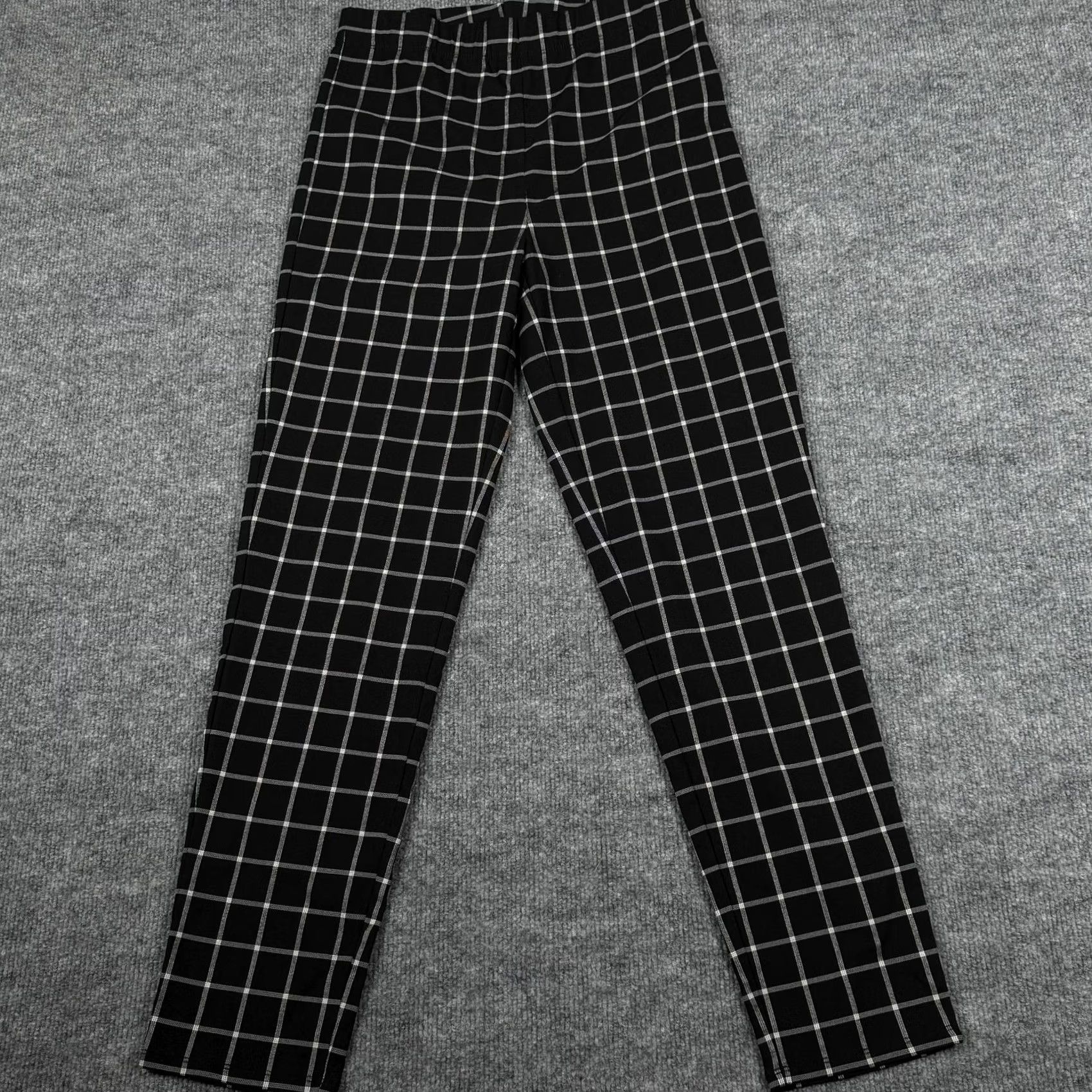 Vintage VINTAGE? No. PS LA Pants Women Medium Black White Plaid Stretch Straight Pull On Rayon Blend Pants Size 32" / US 10 / IT 46 - 2 Thumbnail