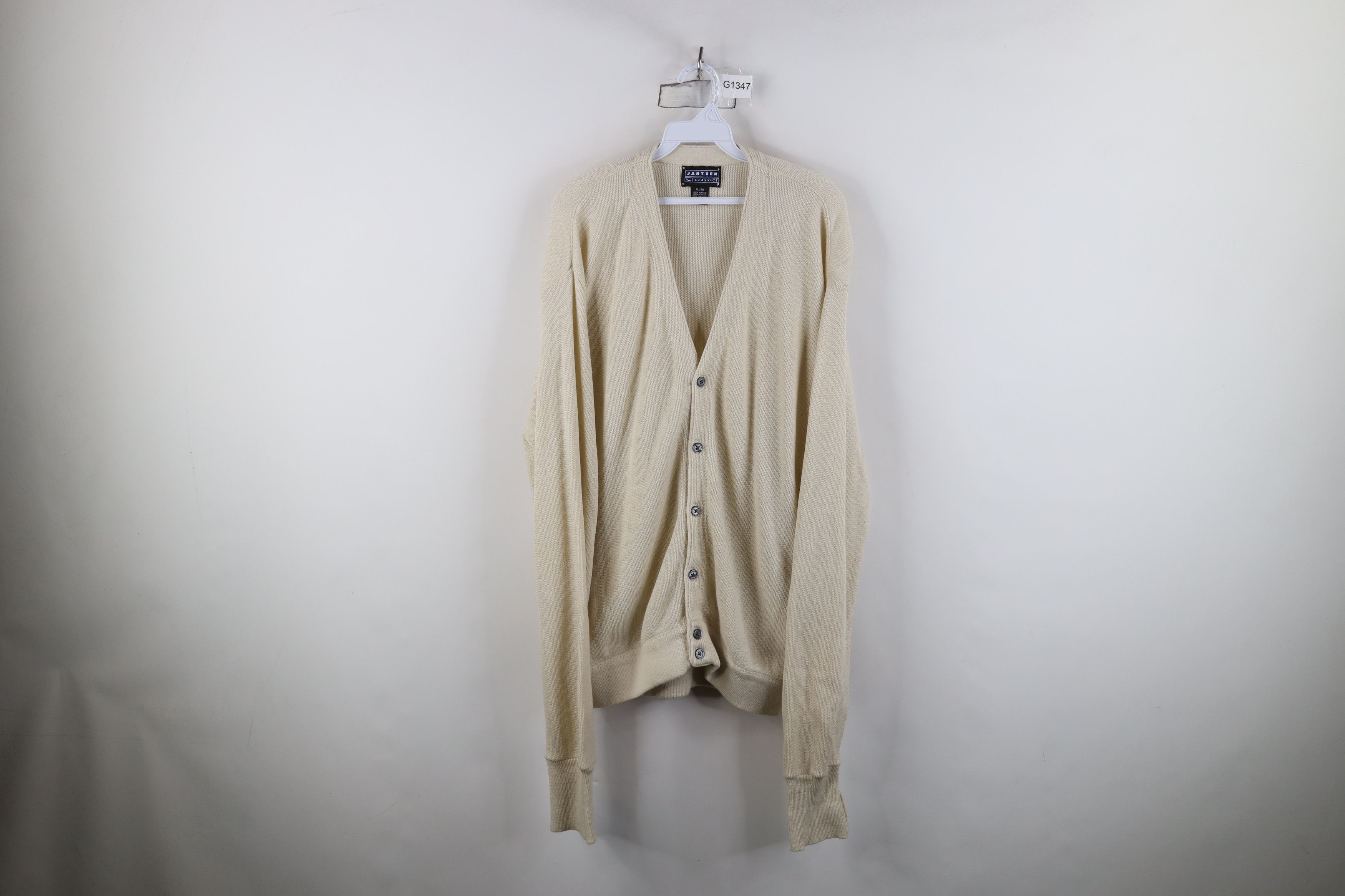 Vintage Vintage 90s Streetwear Cardigan Sweater Beige Khaki Acrylic Size US XL / EU 56 / 4 - 1 Thumbnail