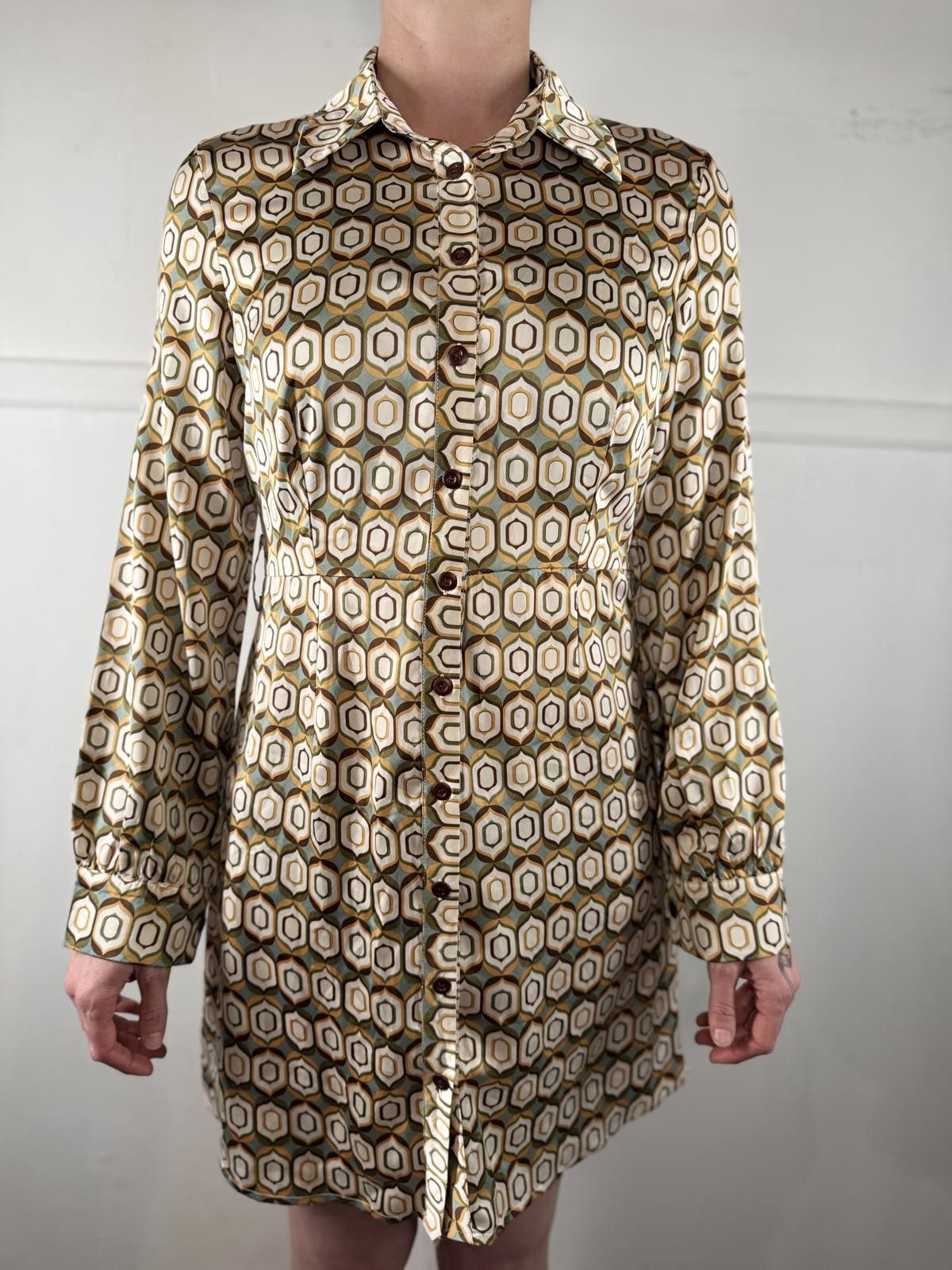 Designer Vintage Patterned Button-Up Dress Size ONE SIZE - 1 Thumbnail