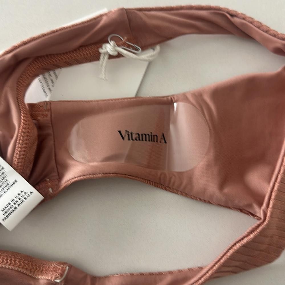 Designer Vitamin A Midori Cheeky Bikini Bottom Pink Sands Rib Small Size ONE SIZE - 6 Thumbnail