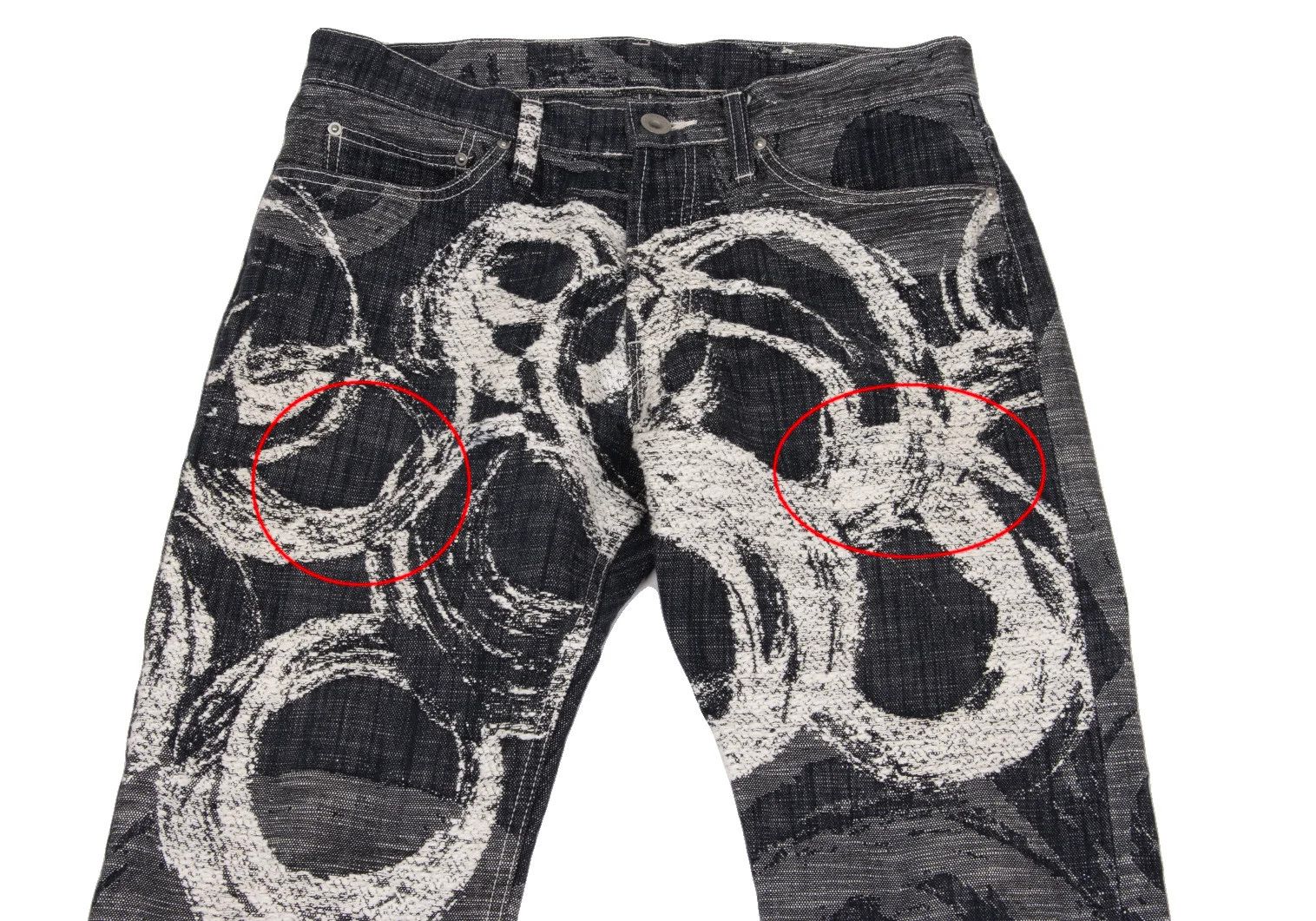 Issey Miyake Cotton Graphic Jacquard Denim Pants in Indigo Off Size US 34 / EU 50 - 2 Thumbnail
