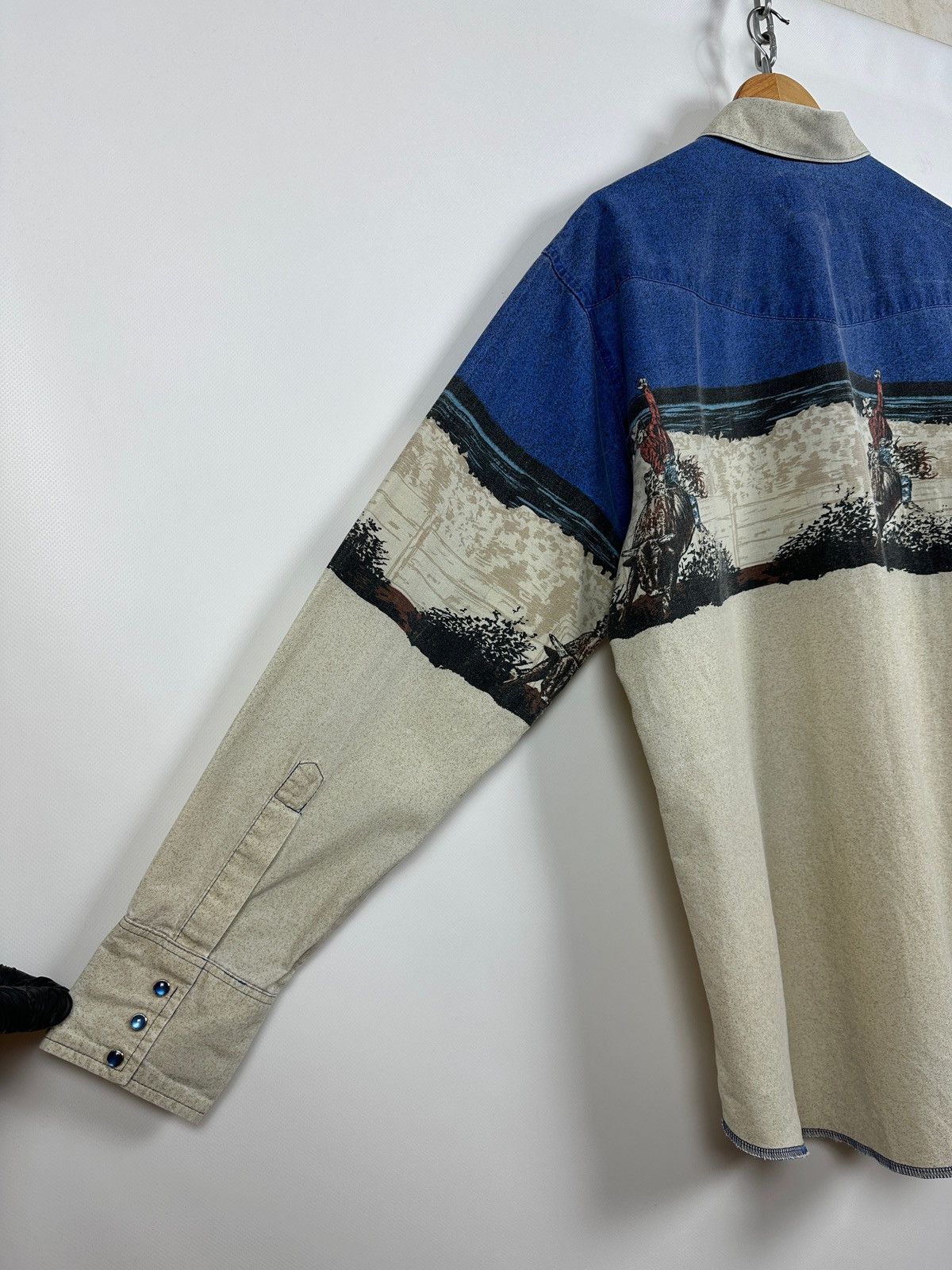 Vintage Vintage Wrangler Western Pearl Snap Horses Rodeo Shirt Size US XL / EU 56 / 4 - 22 Thumbnail