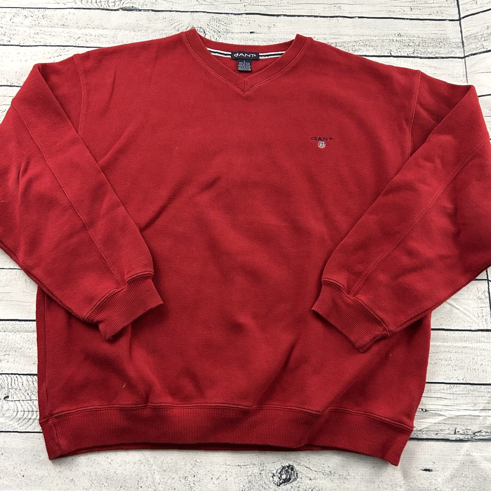 Gant GANT Pullover Sweater V-Neck Men L Red Size US L / EU 52-54 / 3 - 2 Thumbnail
