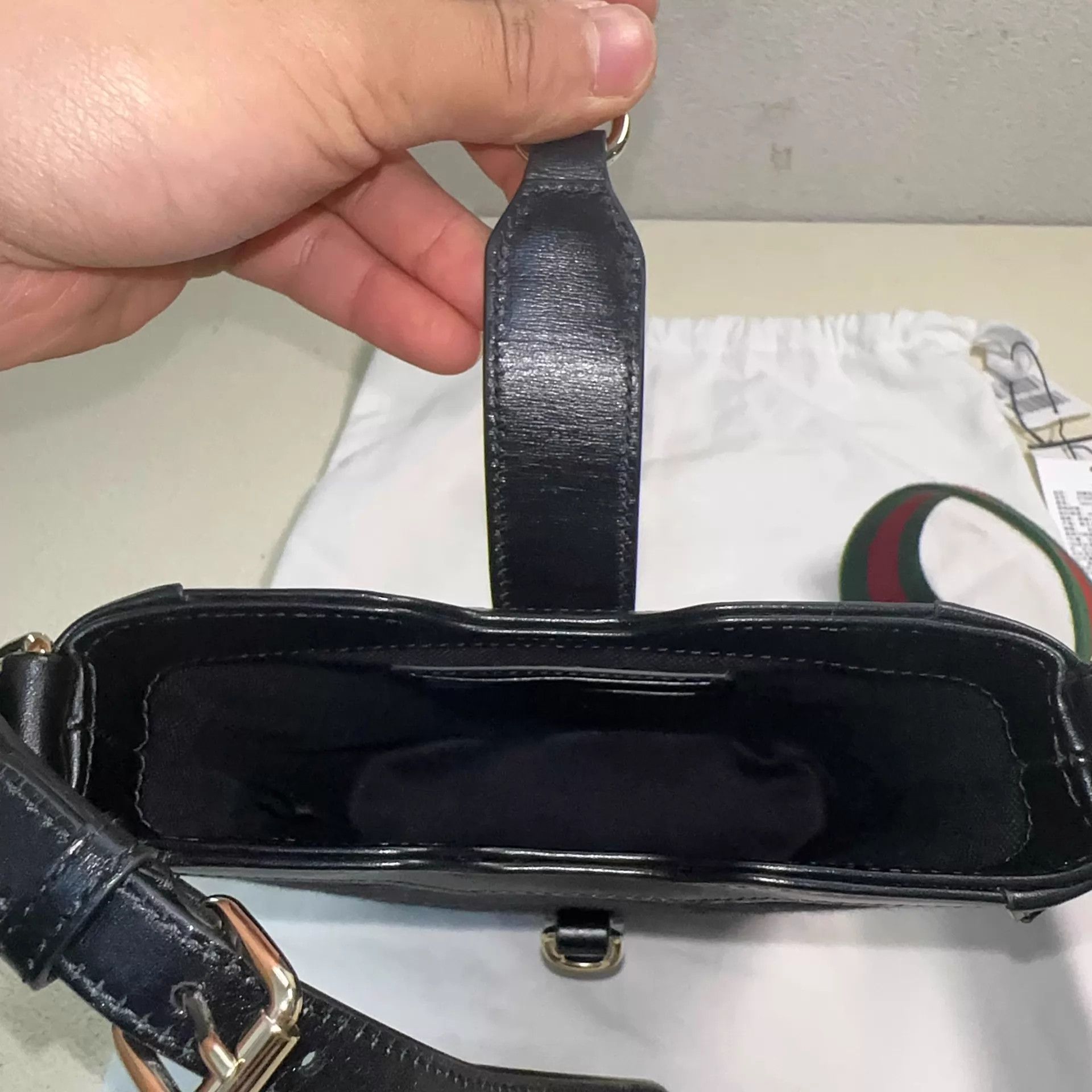 Gucci GUCCI Mini Bucket Bag Black Canvas Leather Trim Size ONE SIZE - 8 Thumbnail