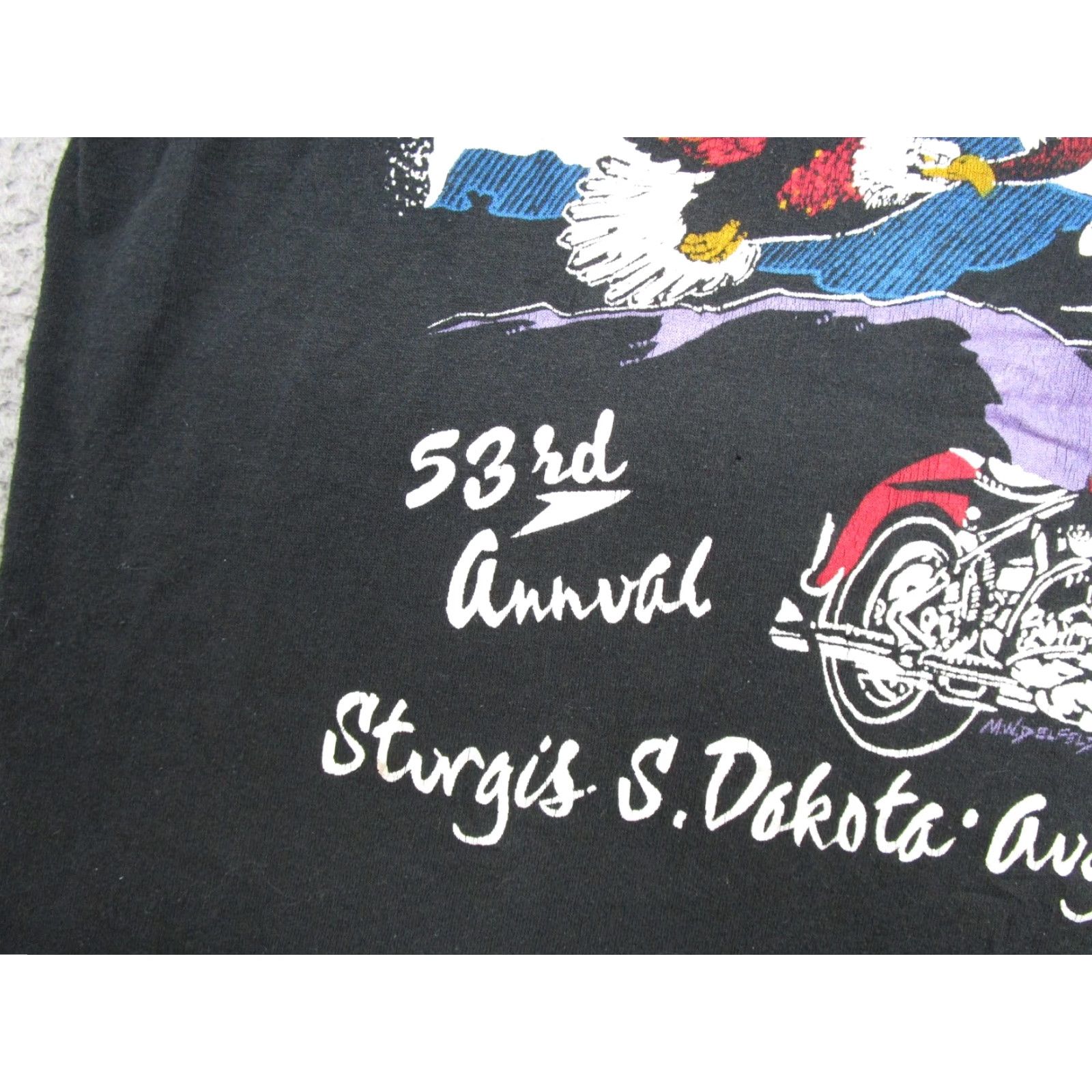 Jerzees VINTAGE Sturgis 1993 Rally Races Double Sided T-Shirt L Black Jerzees Men Shirt Size US L / EU 52-54 / 3 - 4 Thumbnail