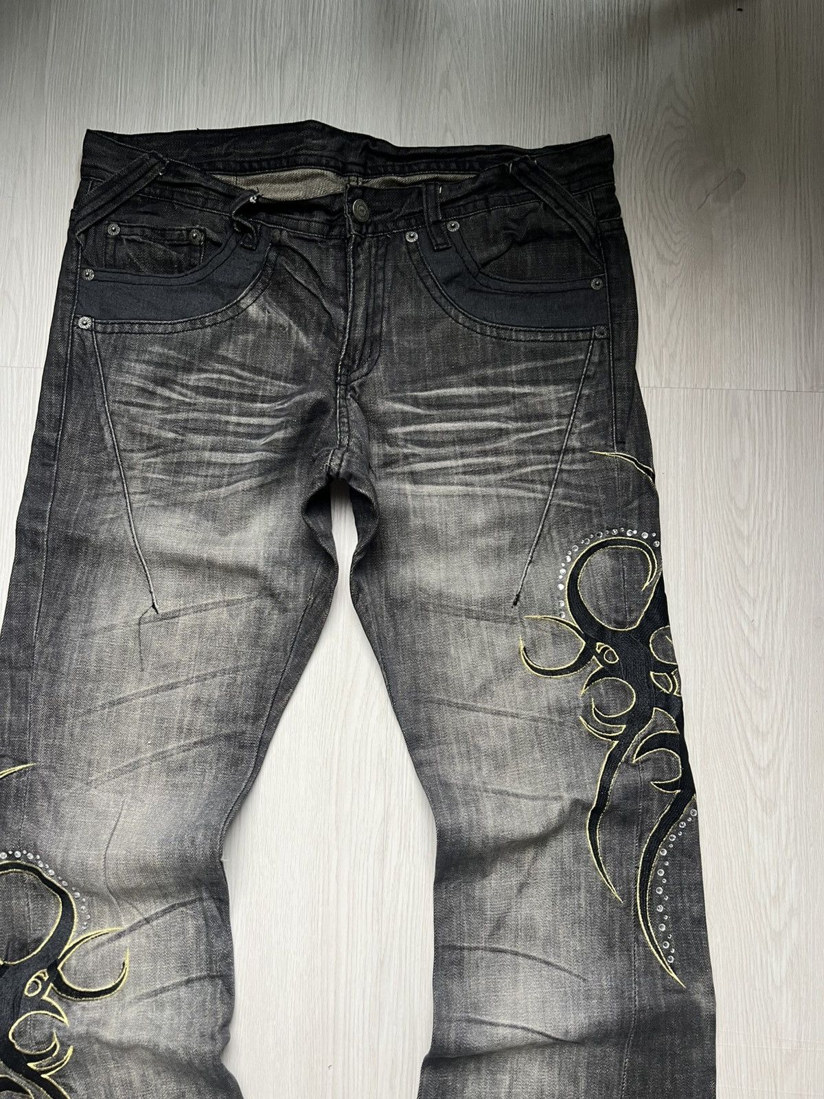 Tornado Mart Tornado Mart Tribal Swarovski Crystals Flared Pants Size US 32 / EU 48 - 4 Thumbnail