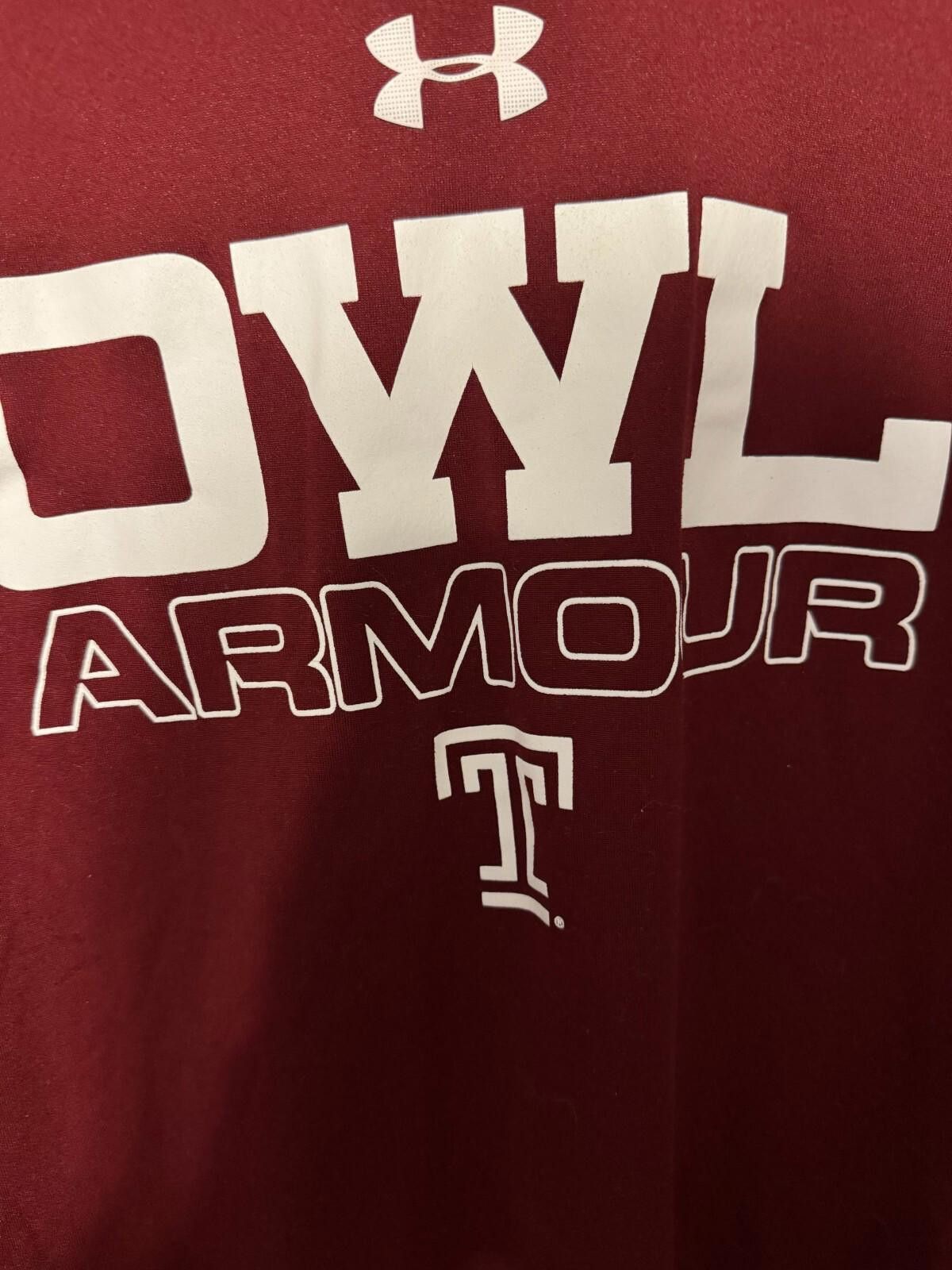 Under Armour Temple Owls Under Armour Tee Burgundy Men's Size L Size ONE SIZE - 4 Thumbnail