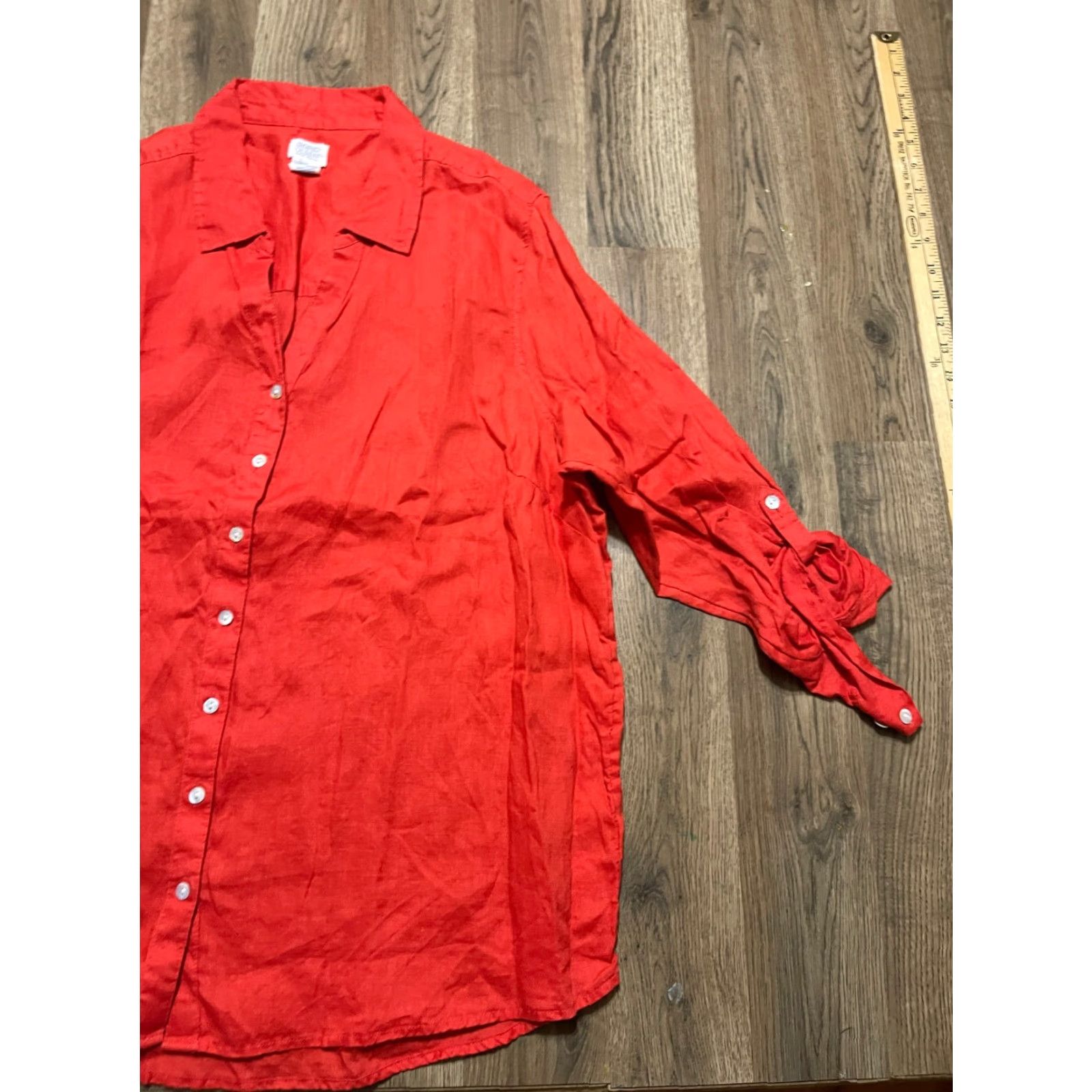 Vintage VINTAGE? Sigrid Olsen Shirt Womens Plus Size 2X Red Button Up Long Sleeve Collared, 2X, Red, Button-Up, Casual, Modern, Fall, Spring, Summer, Womens Size XXL / US 16-18 / IT 52-54 - 4 Thumbnail