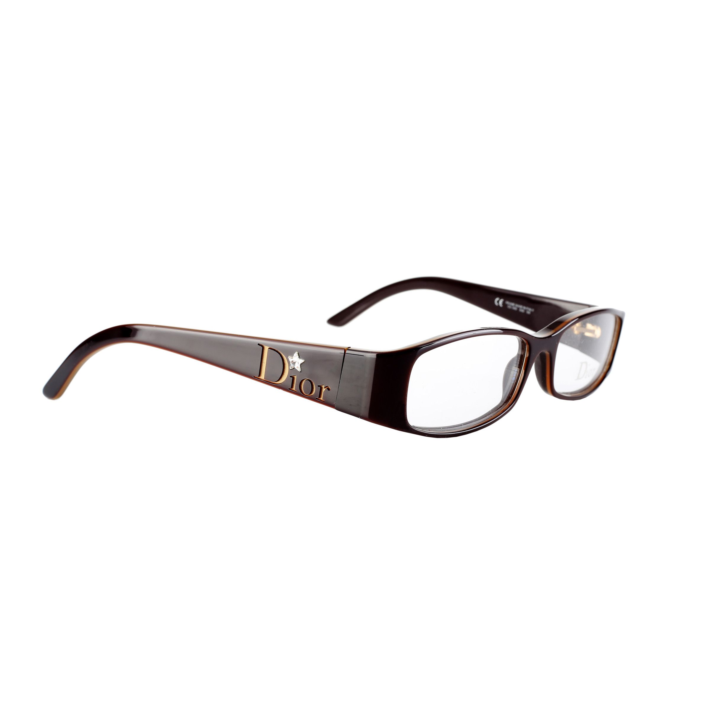 Dior Christian Dior '00s Brown Crystal Star Flat Glasses Size ONE SIZE - 3 Thumbnail