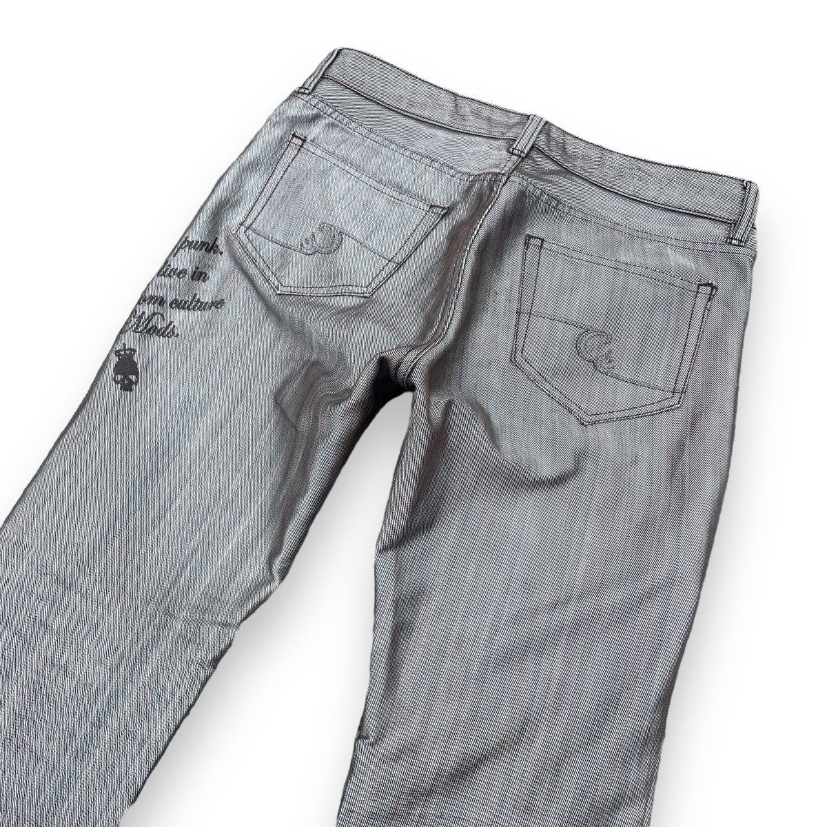 If Six Was Nine × Japanese Brand × Le Grande Bleu (L.G.B.) CUSTOM CULTURE EMBROIDERED PUNK WORDING FLARE DENIM PANTS Size US 31 - 9 Thumbnail
