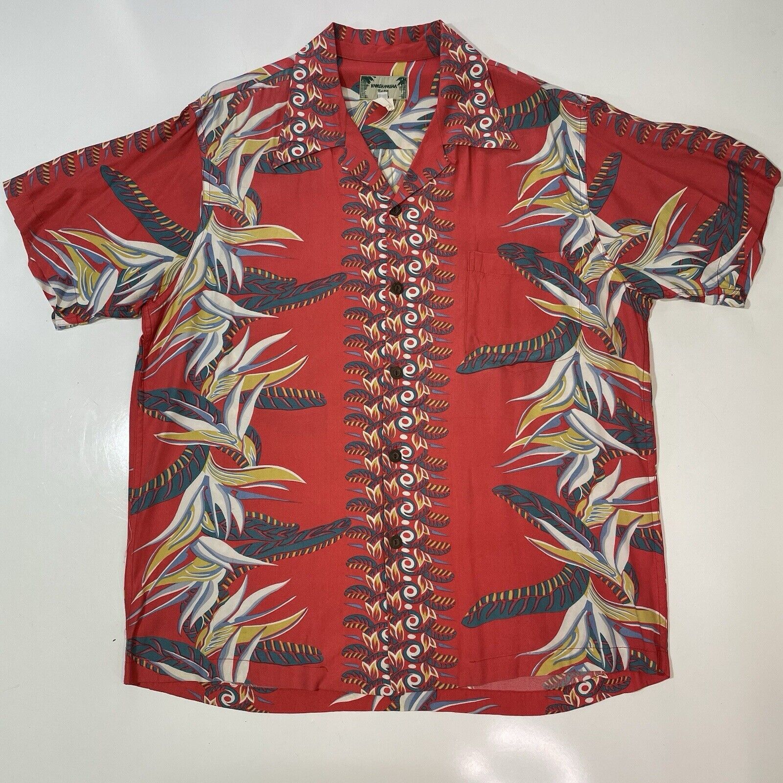 Duke Kahanamoku VTG Duke Kamehameha Men’s Hawaiian Camp Shirt Red Large Size US L / EU 52-54 / 3 - 1 Thumbnail