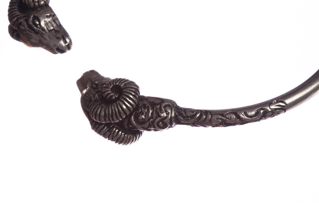 Designer Sterling Silver Thin Unisex Double Headed Ram Bracelet Size ONE SIZE - 4 Thumbnail