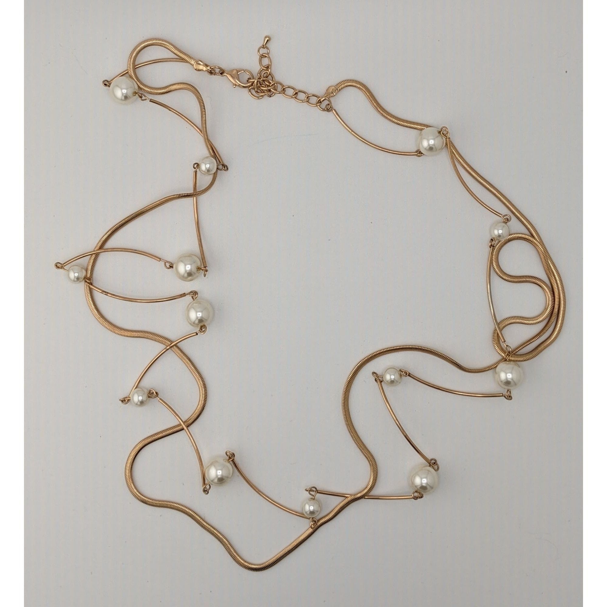 Other Gold-Tone Faux Pearl Statement Necklace 32" With 3" Extender Size ONE SIZE - 4 Thumbnail