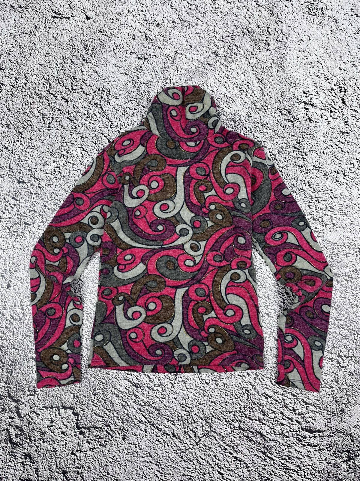 Japanese Brand Vintage Y2K Abstract Turtleneck Longsleeve Top size S Size S / US 4 / IT 40 - 1 Thumbnail