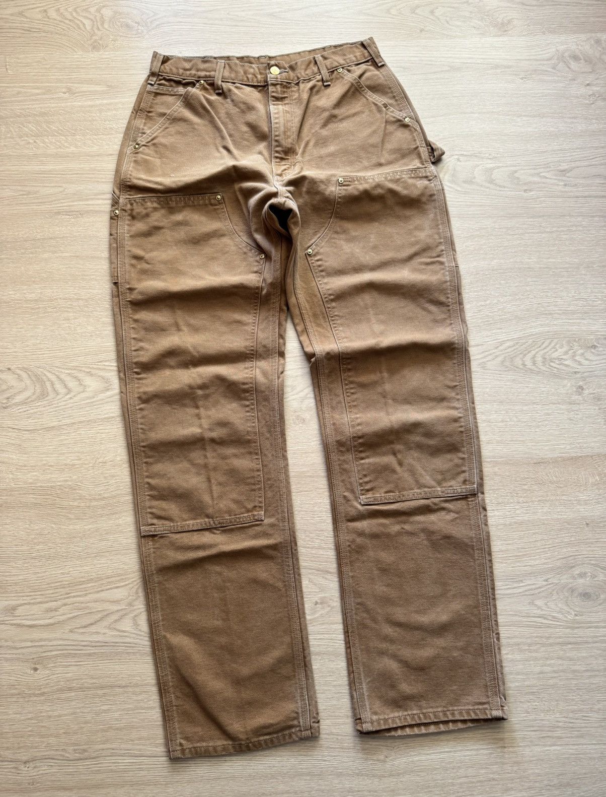 Carhartt Carhartt Double Knee Duck Brown Made In USA Loose Fit Pants Size US 34 / EU 50 - 1 Thumbnail