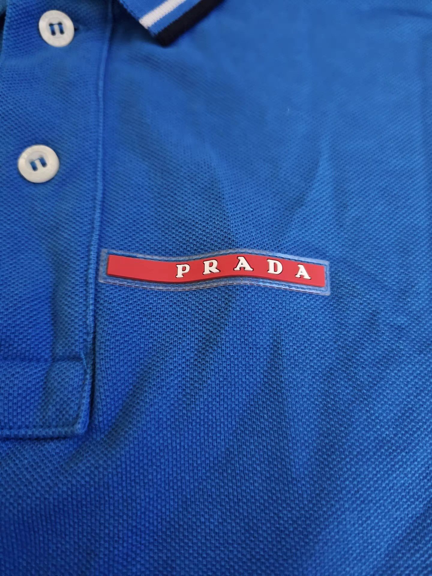 Prada Prada Blue Short Sleeve Polo Shirt, Size US L / EU 52-54 / 3 - 2 Thumbnail