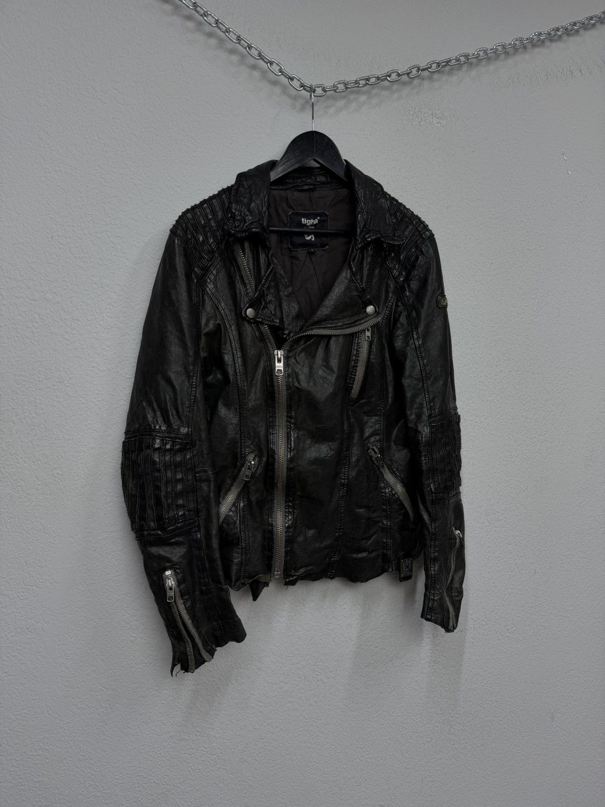 If Six Was Nine Rick Owens Style Bomber Cropped Leather Jacket Distressed Size US M / EU 48-50 / 2 - 2 Thumbnail