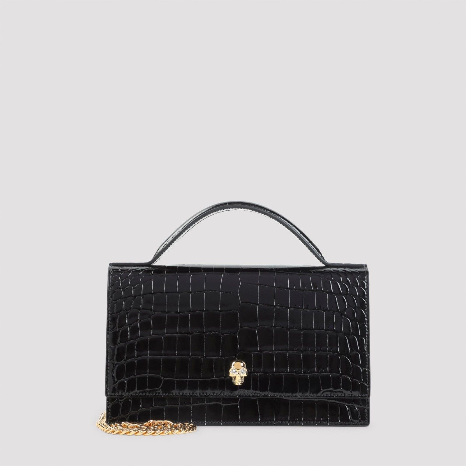Alexander McQueen ALEXANDER MCQUEEN TH Medium Skull Textured Black Leather Bag Size ONE SIZE - 1 Thumbnail