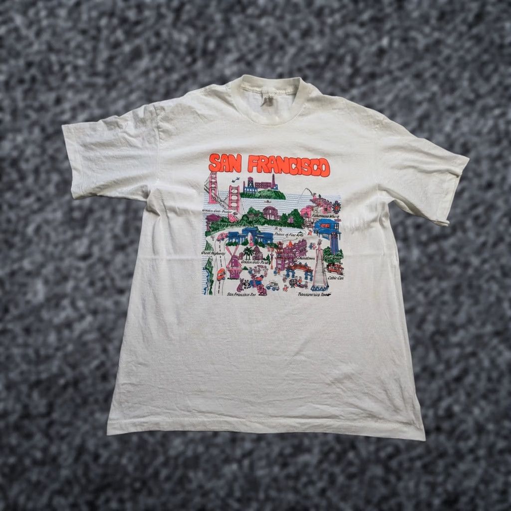 Vintage VINTAGE San Francisco white shirt Mens XL 1990s Cotton Short Sleeve USA Size US XL / EU 56 / 4 - 1 Thumbnail