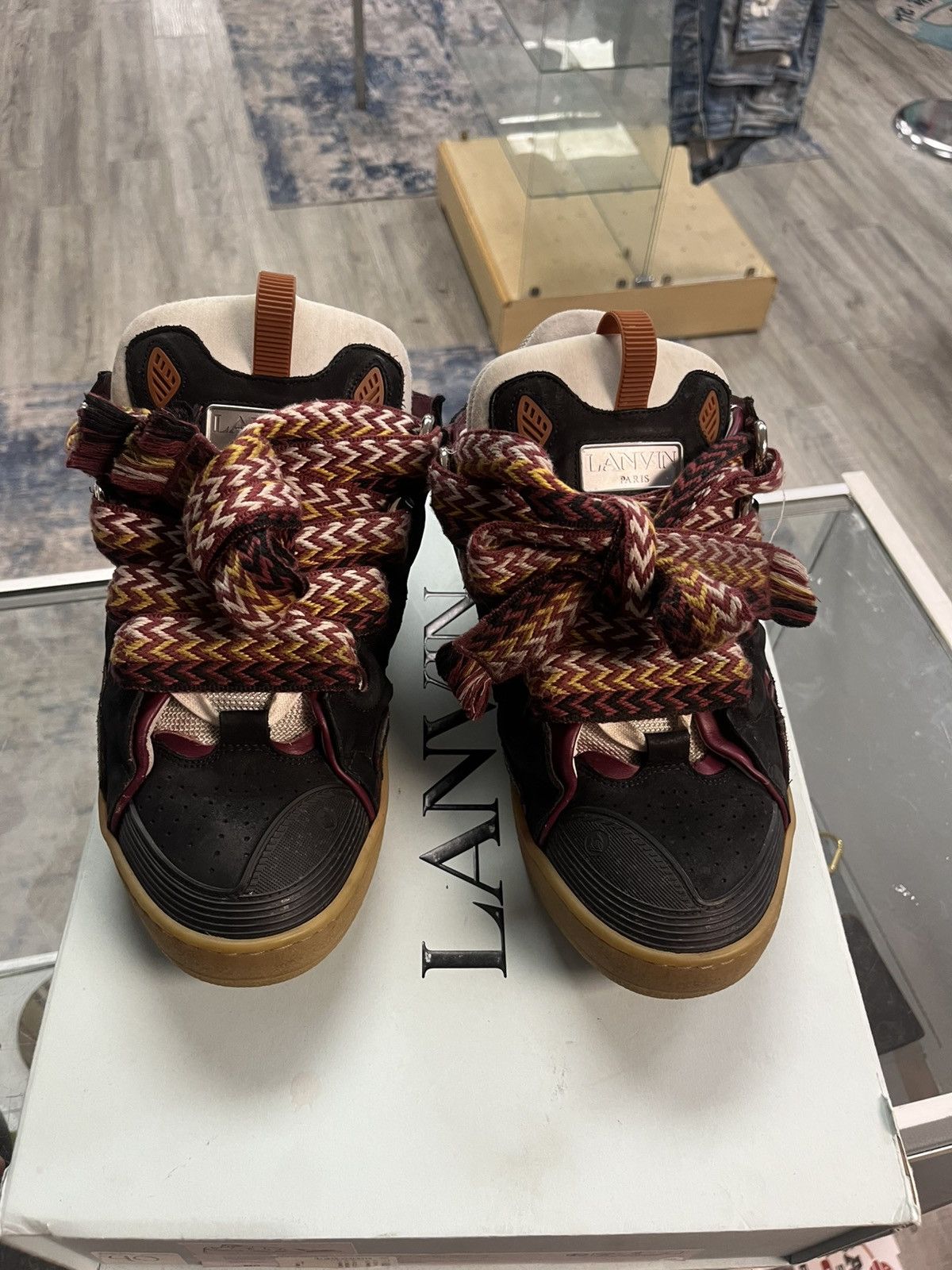 Lanvin Lanvin Curb Sneaker Black Maroon Laces Size US 11 / EU 44 - 2 Thumbnail