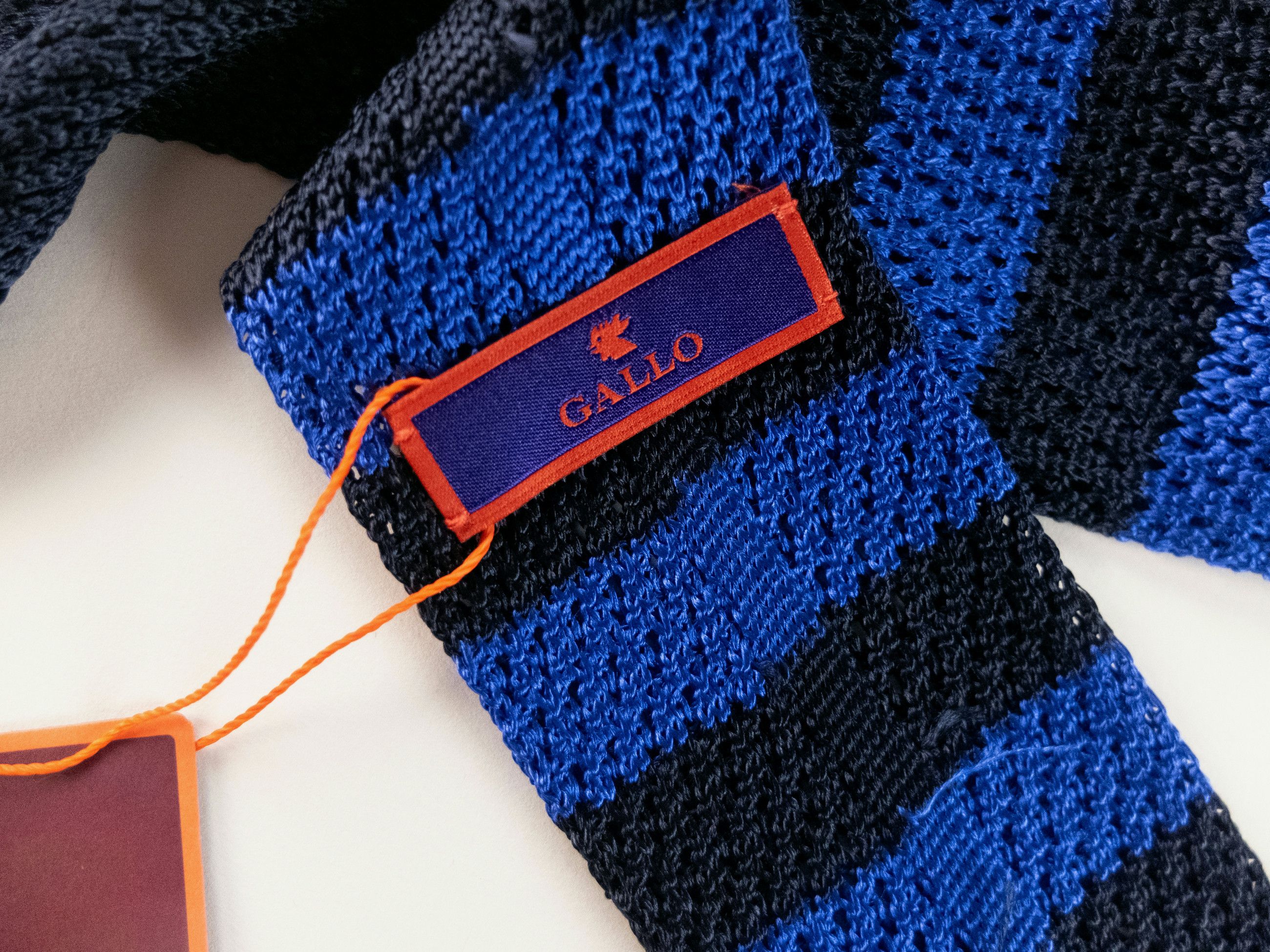Other GALLO navy blue striped knit skinny silk tie Made in Italy Size ONE SIZE - 4 Thumbnail