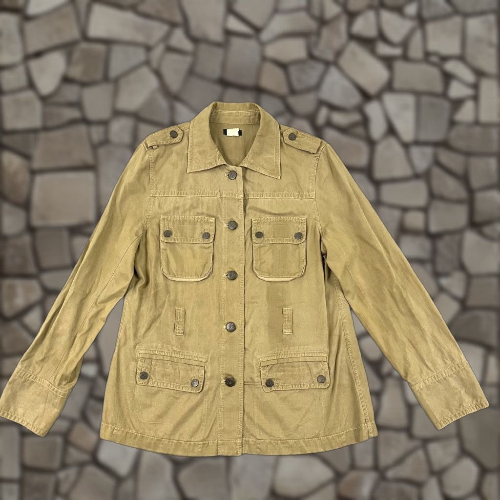J.Crew J.CREW Shirt Womens Large Brown Silk Cotton Safari Button Up Pockets Epaulets Size M / US 6-8 / IT 42-44 - 1 Thumbnail