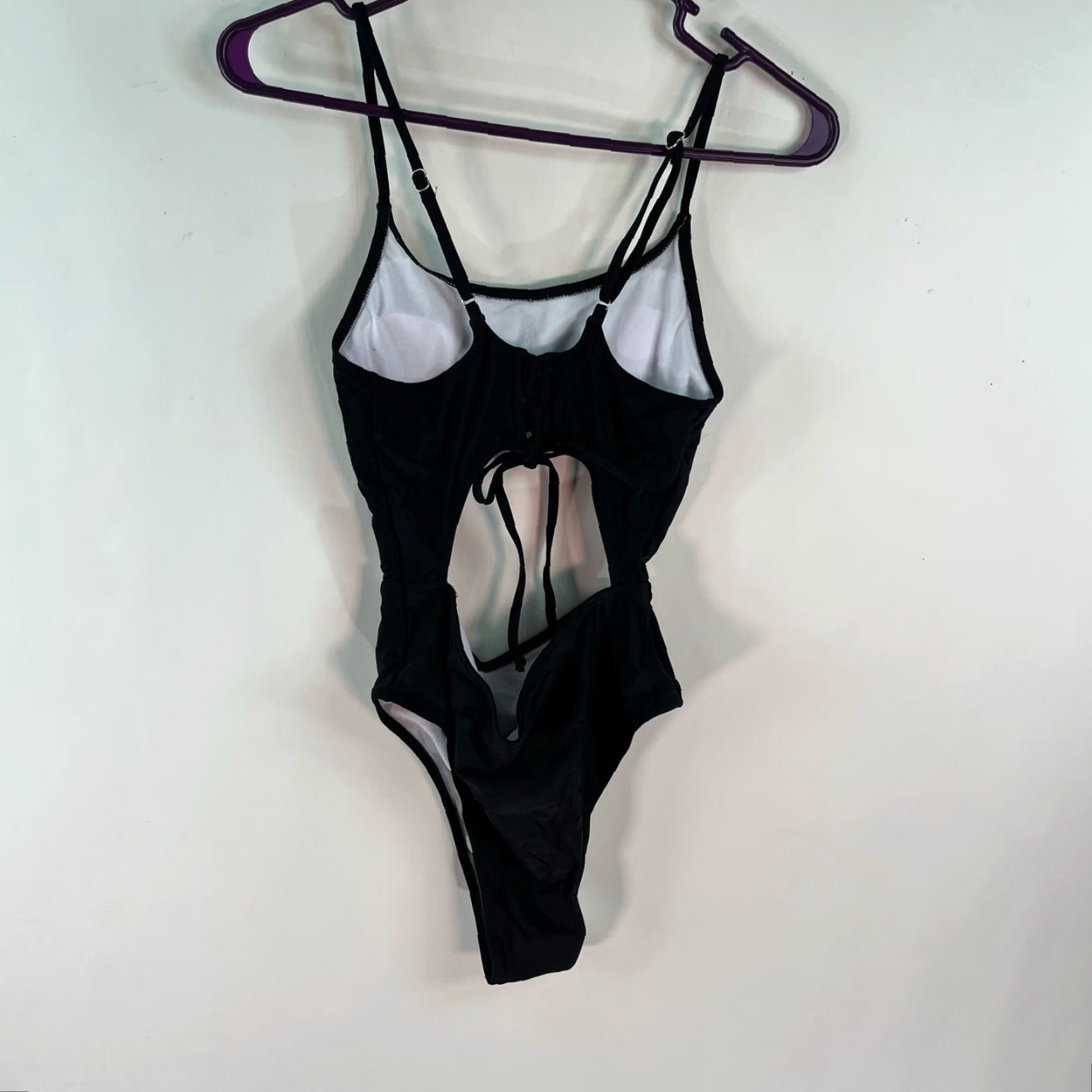 ZAFUL Zaful Womens One Piece Halter Neck Cross Back Black Swimsuit L Size Size ONE SIZE - 5 Thumbnail