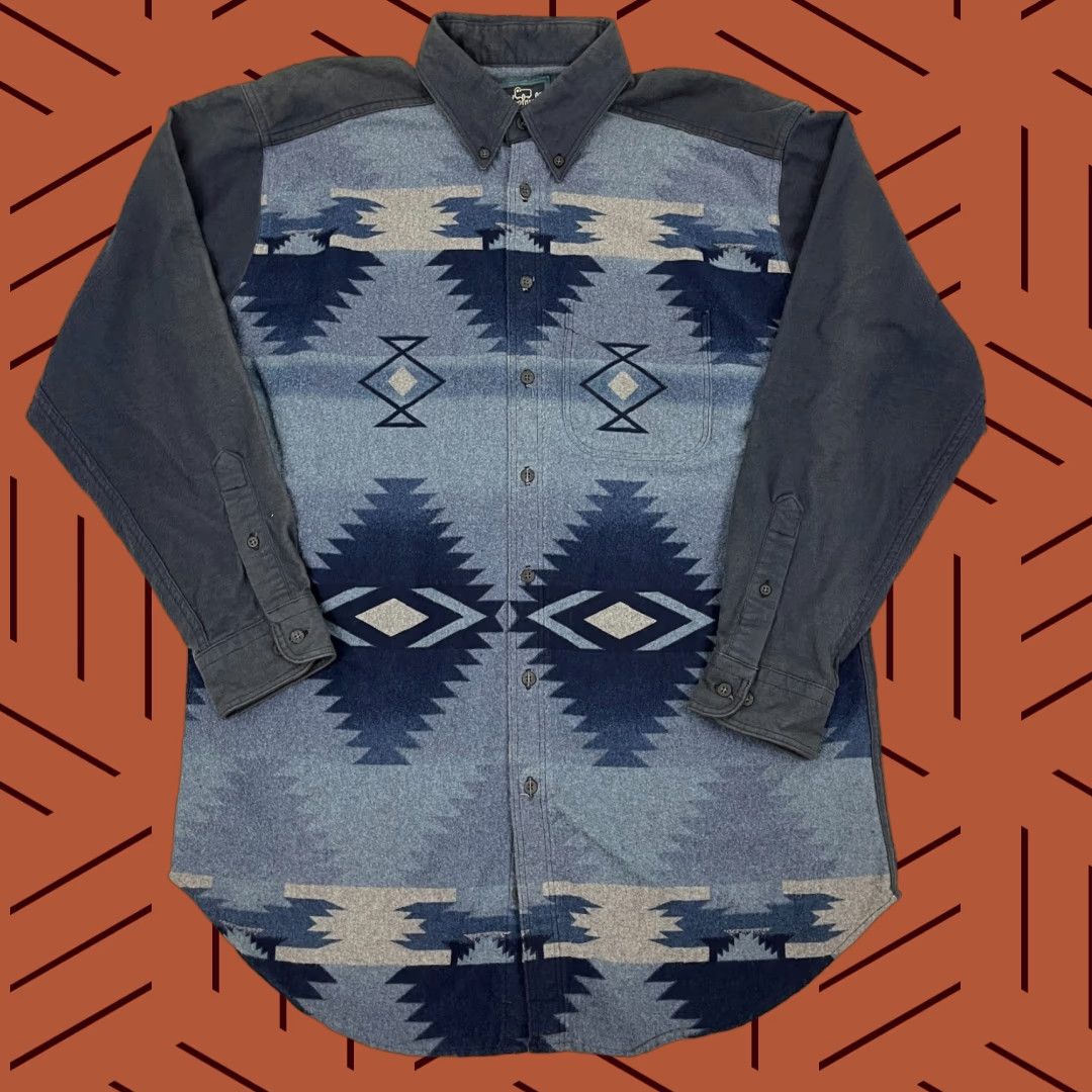 Vintage VINTAGE Woolrich Shirt Mens L Blue Aztec Southwestern Navajo Button Down USA Size US L / EU 52-54 / 3 - 1 Thumbnail