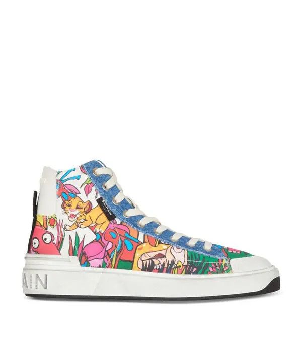 Balmain o1s1wg111225 B-Court High Top Sneakers in Multicolor Size US 10 / EU 43 - 1 Thumbnail