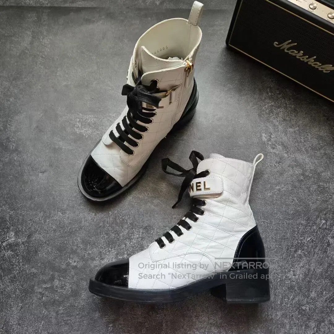 Chanel Chanel 24S Black and White Martin Boots| Size US 6 / IT 36 - 1 Thumbnail