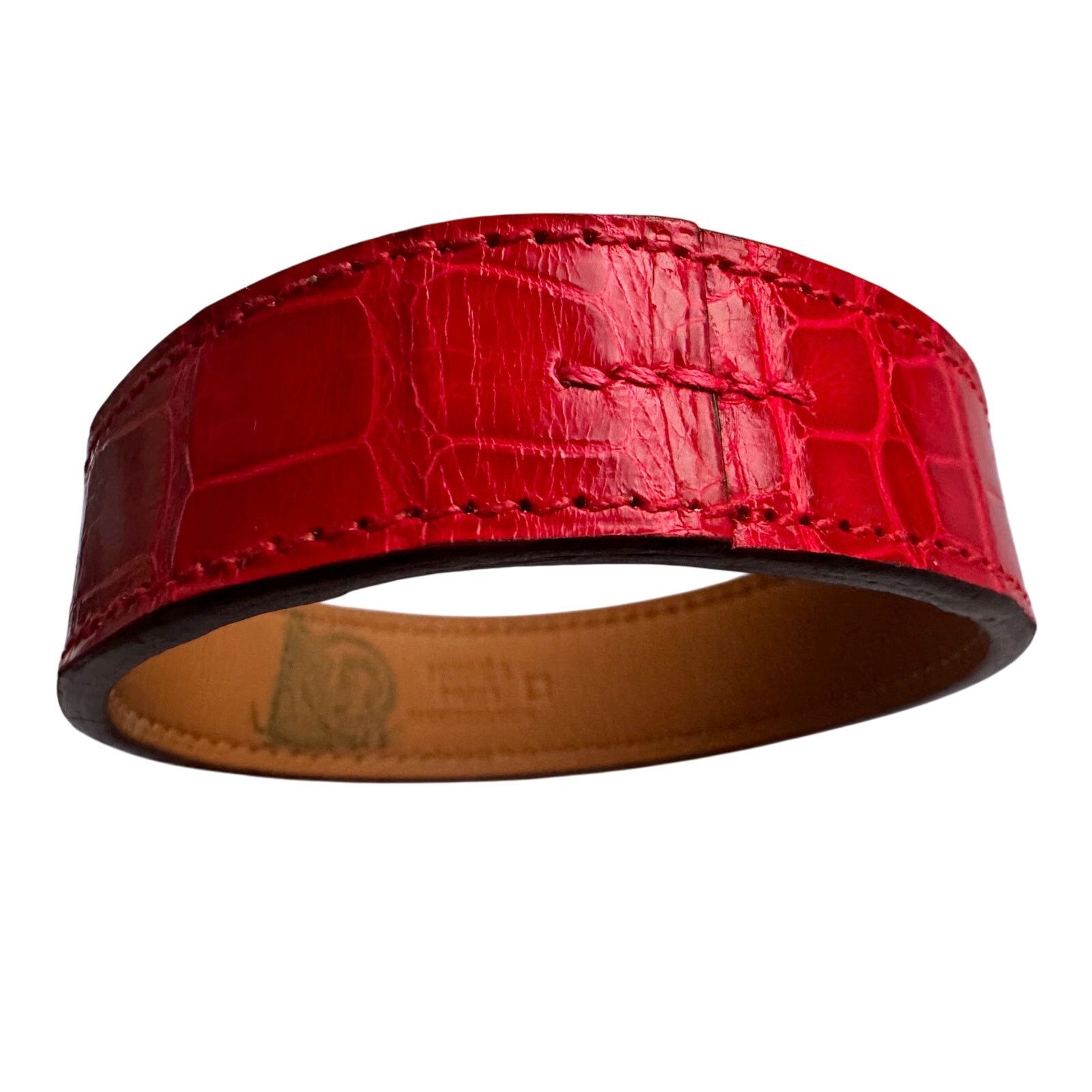 Hermes Hermes Red Croc Embossed Leather Bangle Bracelet Size ONE SIZE - 2 Thumbnail